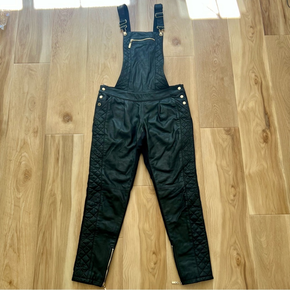 Mangano Black Leather Overalls Size 4